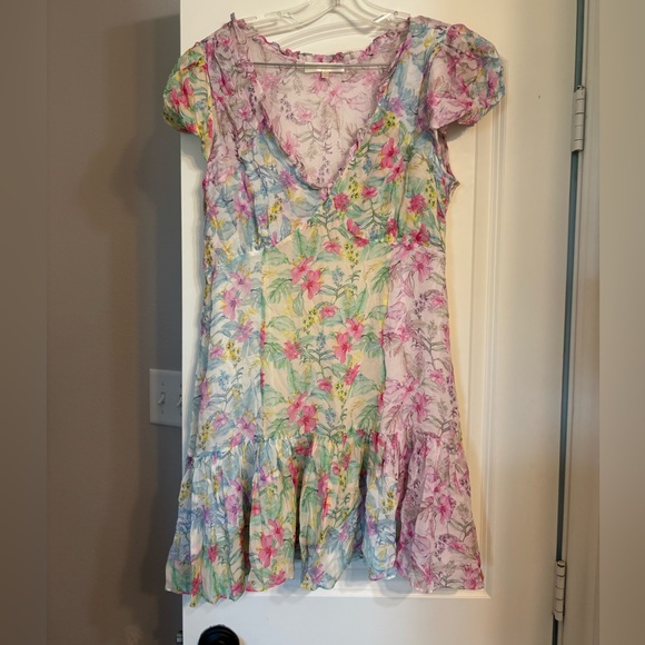 LoveShackFancy Floral Chiffon Russ Dress Size 10 - Picture 1 of 5